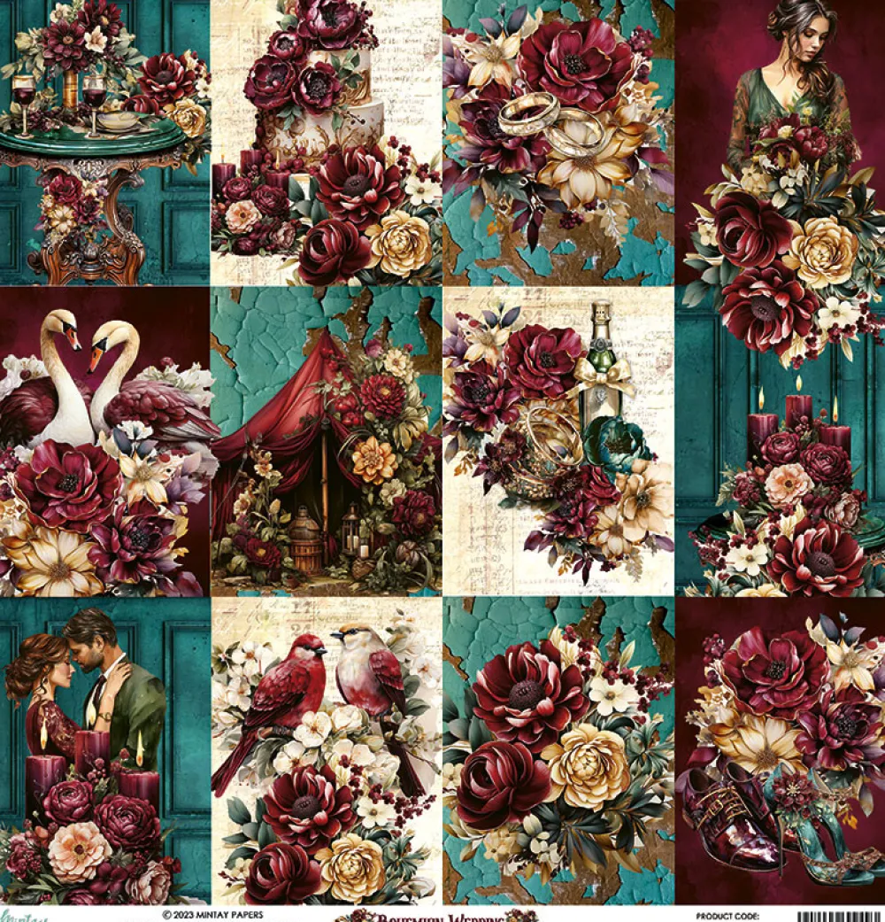 Mintay by Karola Papier do scrapbookingu 30,5 x 30,5 cm - Mintay - Bohemian Wedding 06
