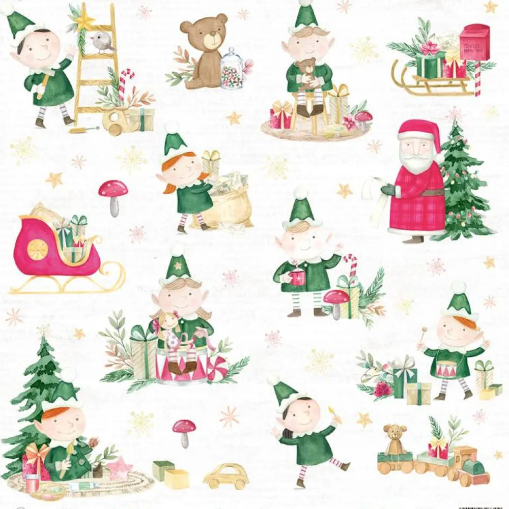 Piatek Trzynastego Papier do scrapbookingu 30,5 x 30,5 cm - Piątek Trzynastego - Santa's Workshop 05