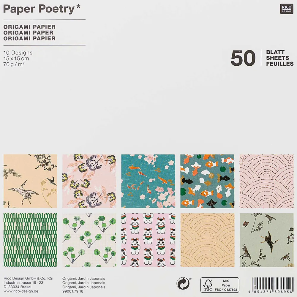 Rico Design Papier origami Jardin Japonais - Paper Poetry - 15 x 15 cm, 50 ark. > Papier Origami