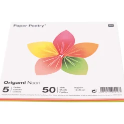 Rico Design Papier origami Neon - Paper Poetry - kwadratowy, 15 x 15 cm, 50 ark.