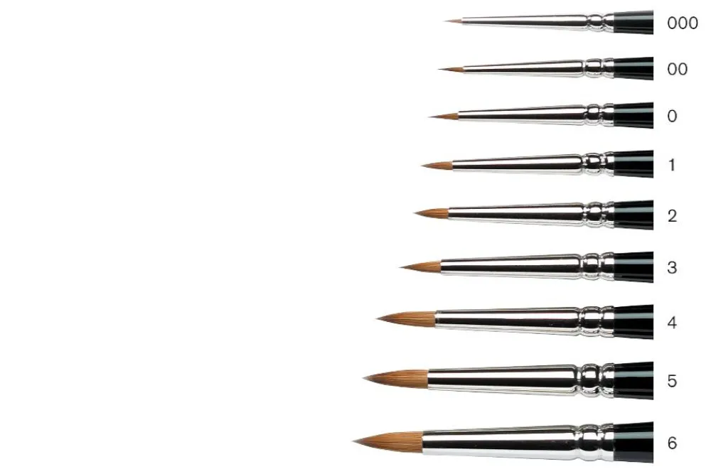 Winsor & Newton Pędzel do akwareli Kolinsky Sable Miniature, seria 7 - - krótka rączka, nr 2 > Pędzle Naturalne