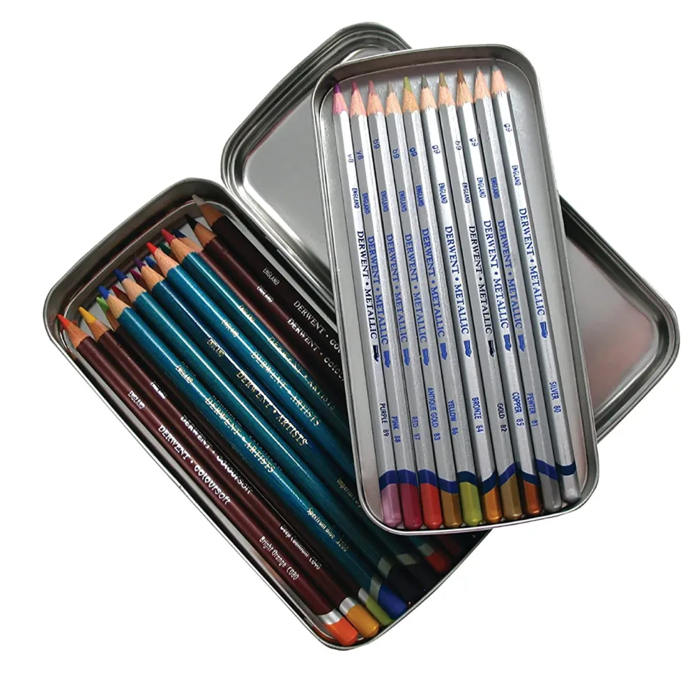 Derwent Piórnik metalowy na 42 kredki - - 18,5 x 9 x 3 cm > Akcesoria