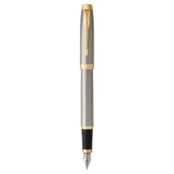 Parker Pióro wieczne IM w etui - - Brushed Metal & Gold Trim, F > Pióra Wieczne