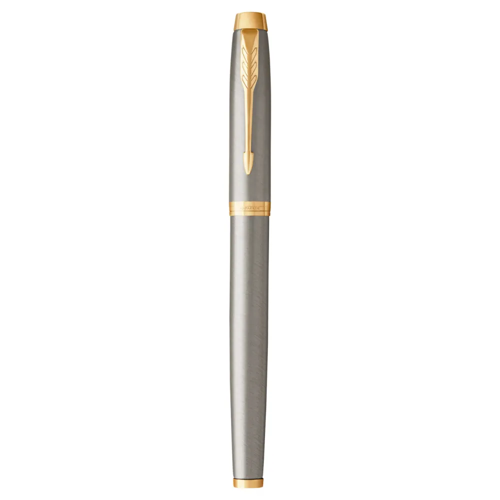Parker Pióro wieczne IM w etui - - Brushed Metal & Gold Trim, F > Pióra Wieczne