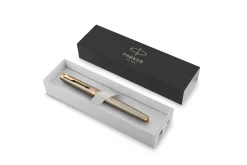Parker Pióro wieczne IM w etui - - Brushed Metal & Gold Trim, F ><noscript><img width=