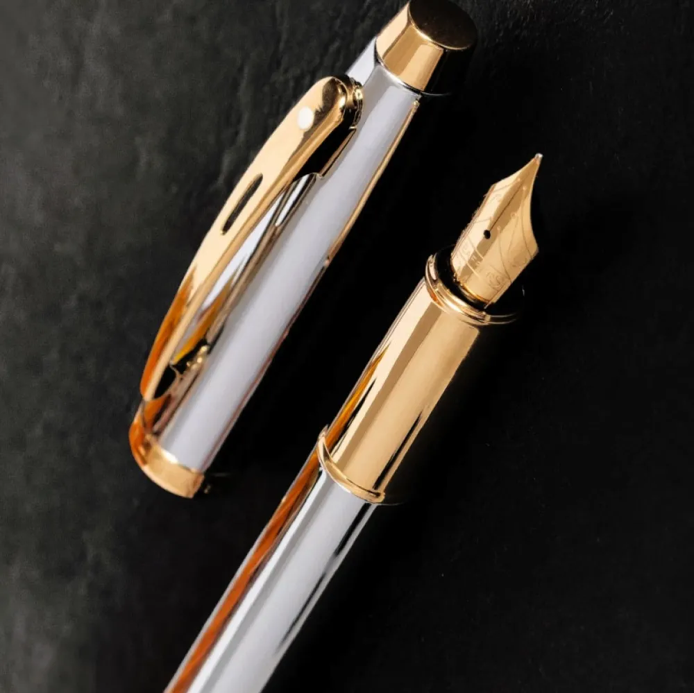 Sheaffer Pióro wieczne 100 - - Chrome Gold Trim F