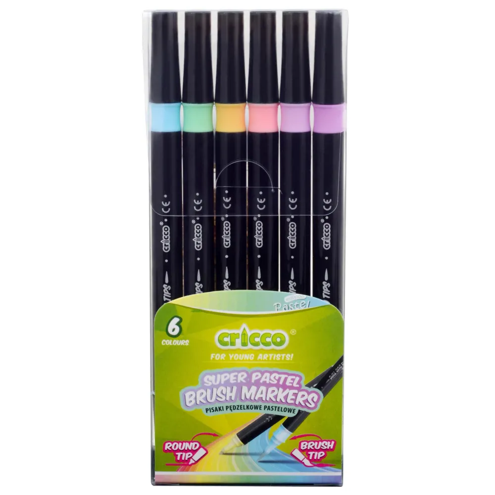 Cricco Pisaki pędzelkowe dwustronne - - pastelowe, 6 kolorów