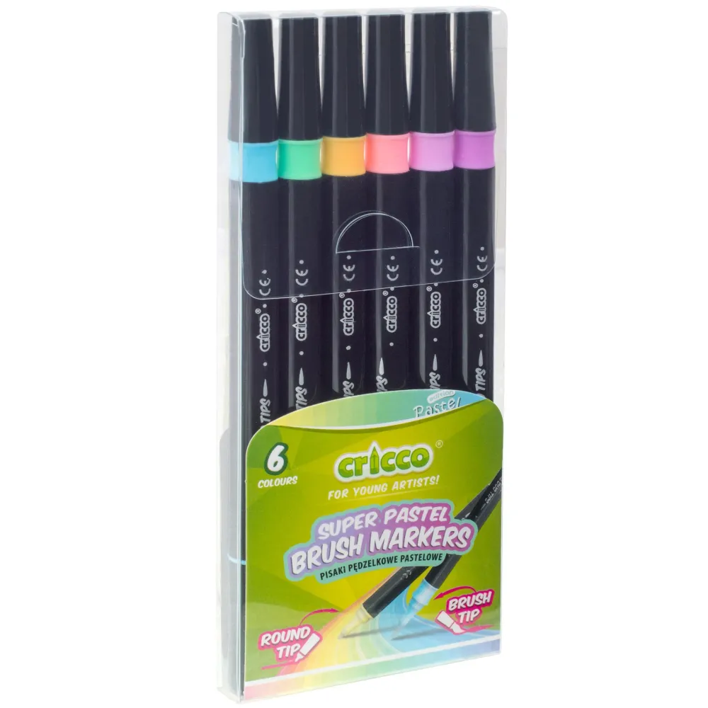 Cricco Pisaki pędzelkowe dwustronne - - pastelowe, 6 kolorów