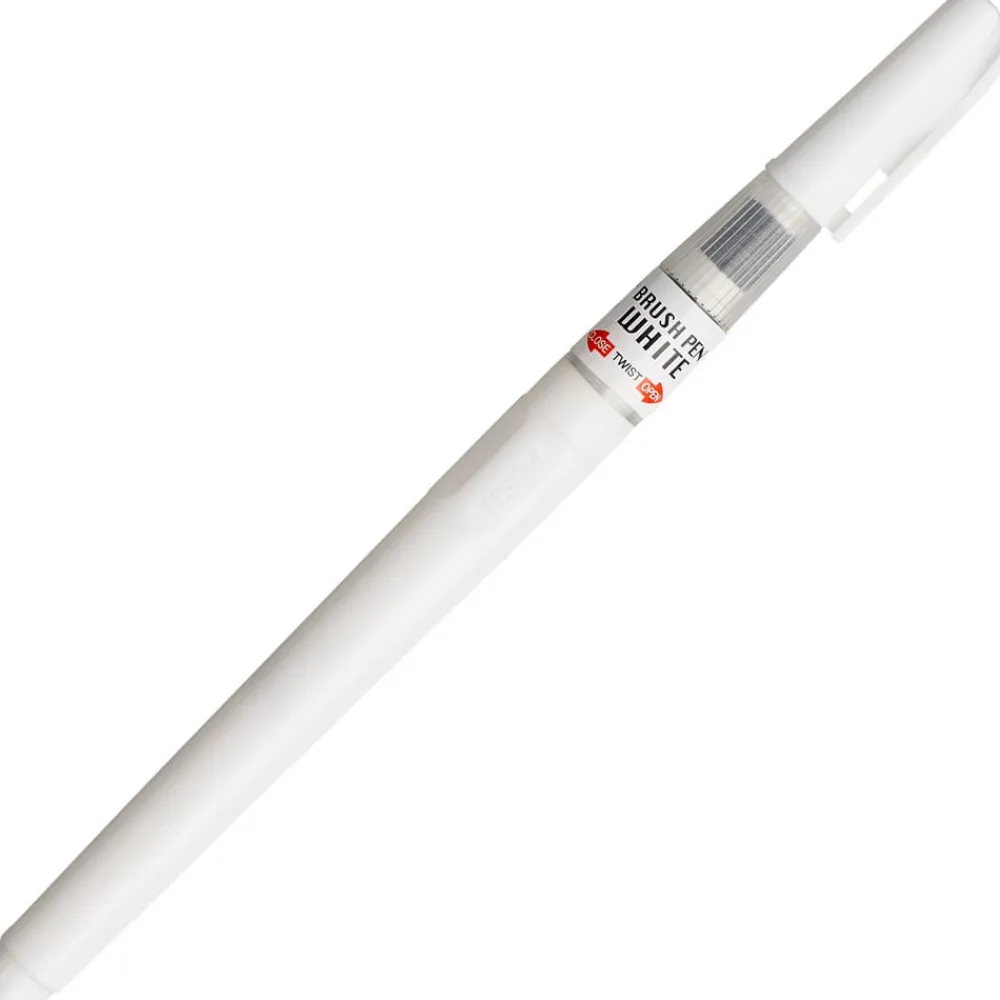 Kuretake Pisak pędzelkowy do kaligrafii Brush Pen White - - biały > Pisaki Kaligraficzne