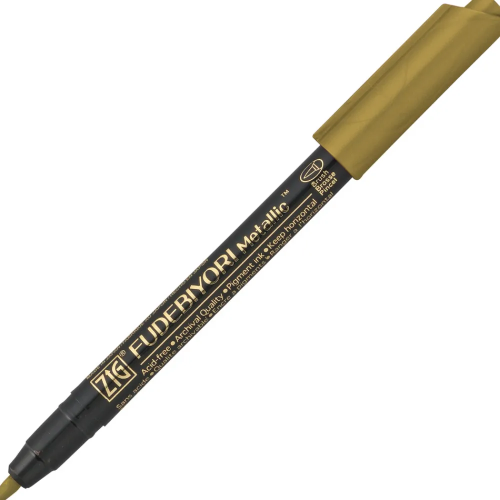 Kuretake Pisak pędzelkowy ZIG Fudebiyori Metallic - - złoty, metaliczny > Markery, Brushpeny I Pisaki|Pisaki Kaligraficzne