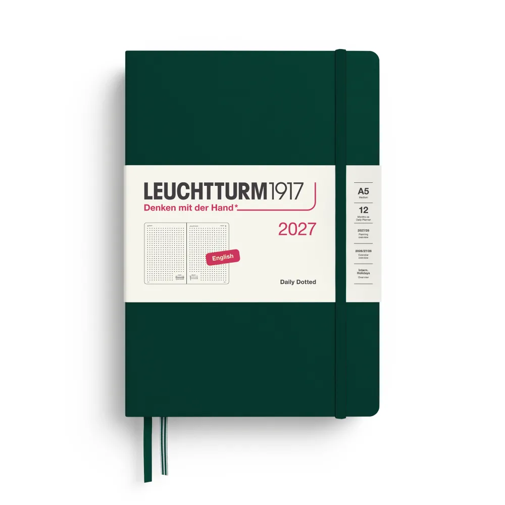 Leuchtturm1917 Planer dzienny w kropki 2027 - - Forest Green A5