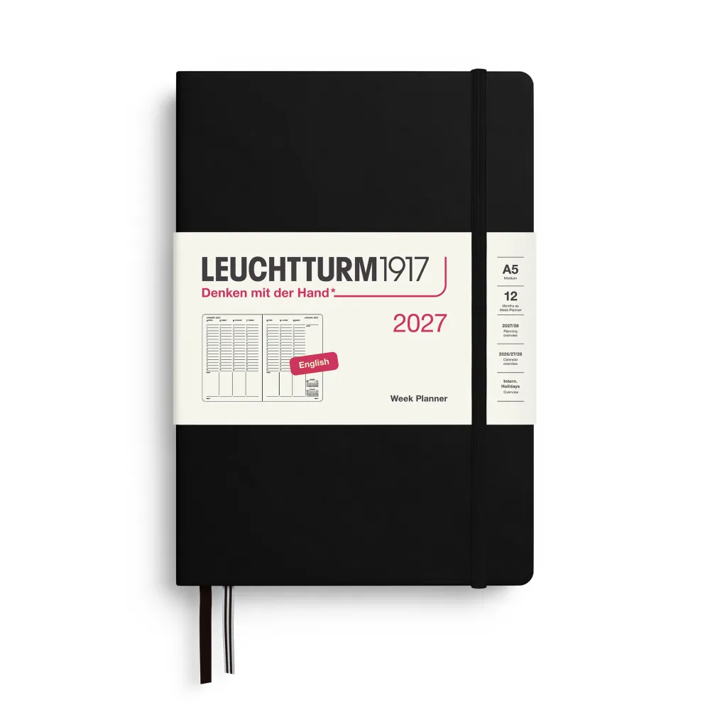 Leuchtturm1917 Planer tygodniowy pionowy 2027 – – Black A5