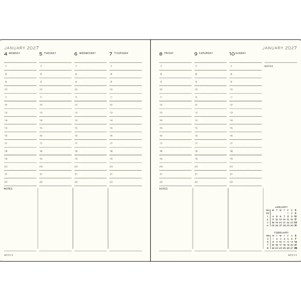 Leuchtturm1917 Planer tygodniowy pionowy 2027 – – Black A5
