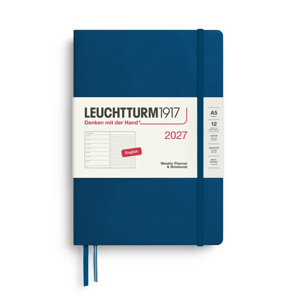 Leuchtturm1917 Planer tygodniowy z notatnikiem w kropki 2027 – – Indigo A5