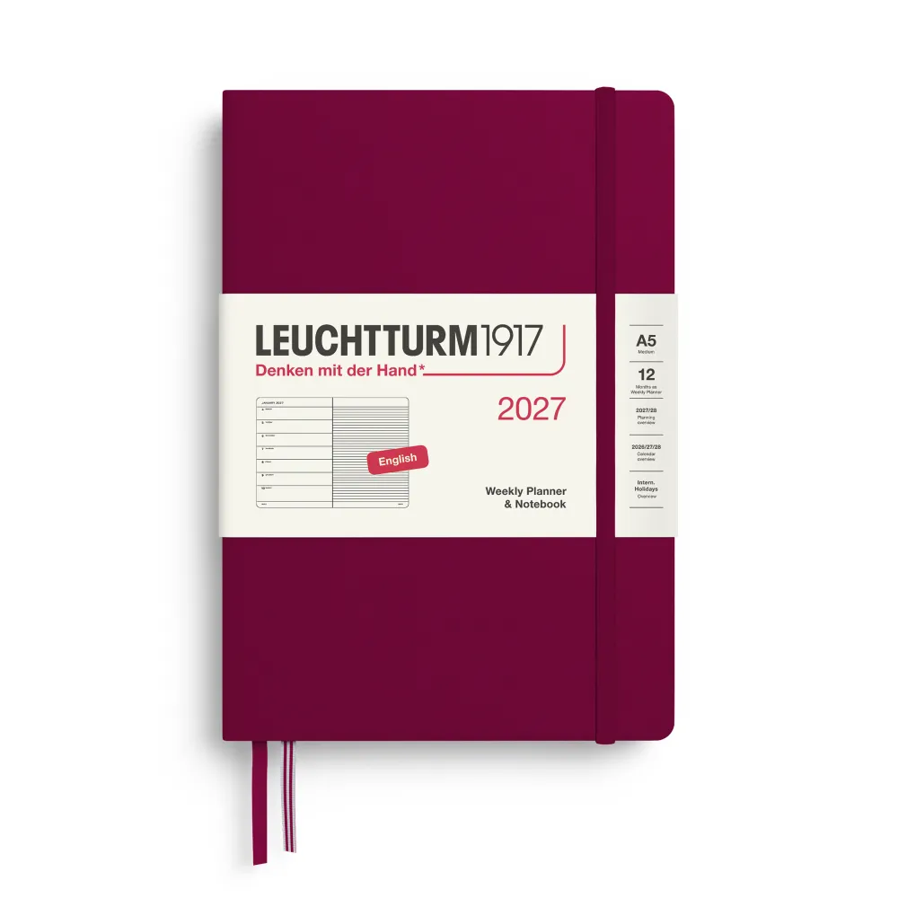 Leuchtturm1917 Planer tygodniowy z notatnikiem w linie 2027 - - Port Red A5