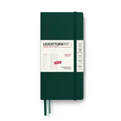 Leuchtturm1917 Planer tygodniowy z notatnikiem w kropki 2027 - - Foest Green 9 x 19 cm > Kalendarze Książkowe