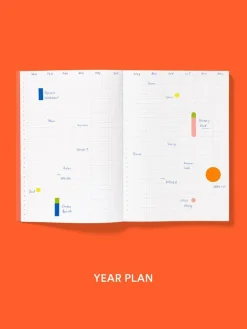 Mishmash Planner niedatowany Time-block A5 - - Bright Red