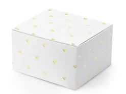 PartyDeco Pudełeczka dla gości w serduszka - białe, 10 szt.