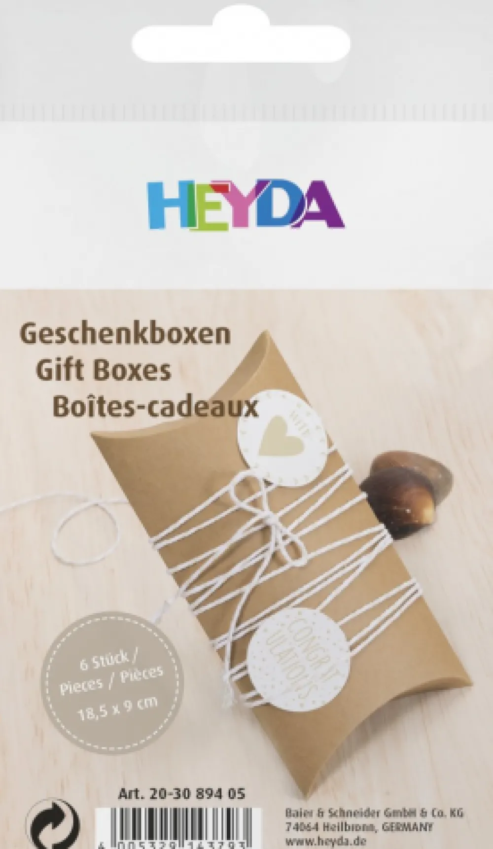 Heyda Pudełka tekturowe - - 18,5 x 9 cm, 6 szt.