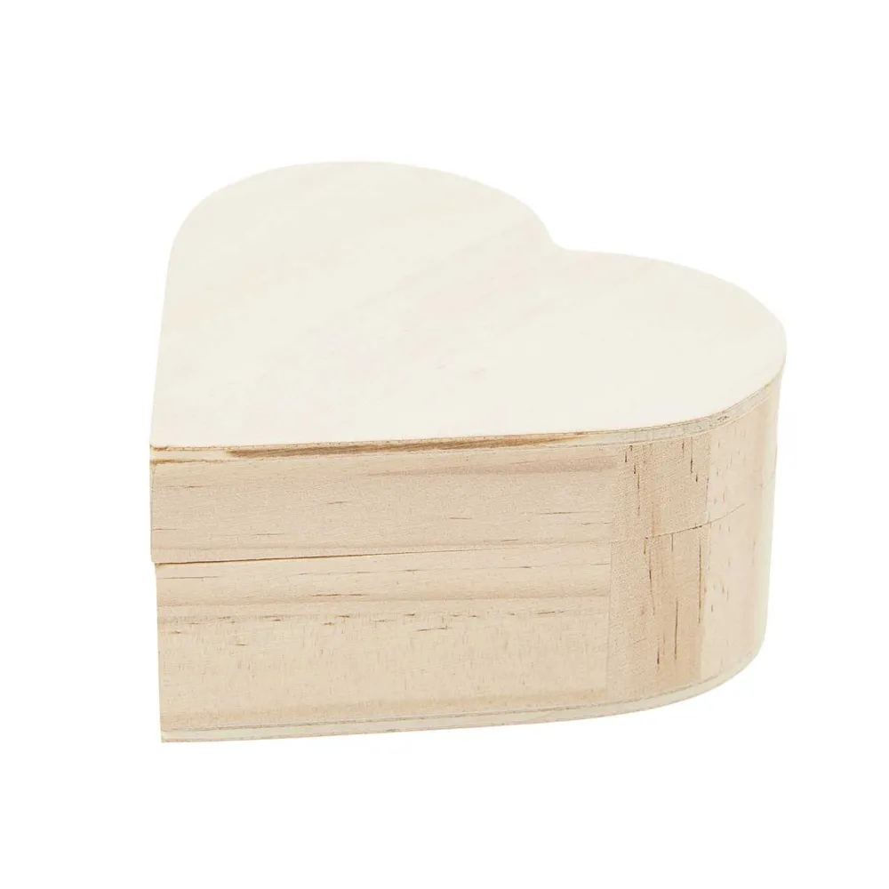 Rico Design Pudełko drewniane, szkatułka Serce - - 10 x 9,5 x 5 cm