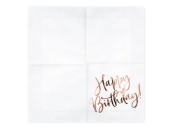 PartyDeco Serwetki Happy Birthday - różowe złoto, 20 szt. > Serwetki
