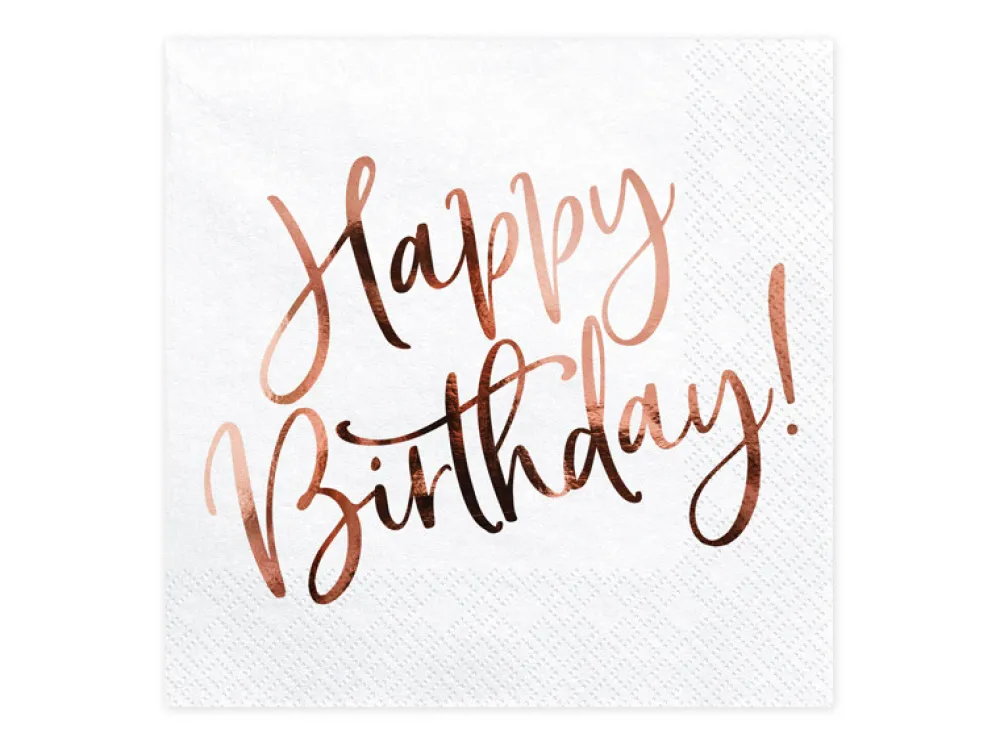 PartyDeco Serwetki Happy Birthday - różowe złoto, 20 szt. > Serwetki