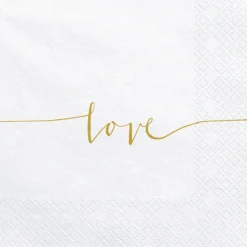 PartyDeco Serwetki ozdobne Love - złoty napis, 20 szt. > Serwetki
