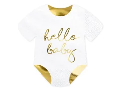 PartyDeco Serwetki papierowe Hello Baby Śpioszki - biało-złote, 20 szt. > Serwetki