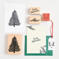 Rico Design Stempel drewniany Gałązka sosnowa - - 7 x 4,5 cm > Tusze I Stemple