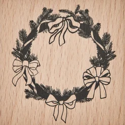 Rico Design Stempel drewniany Wieniec z kokardkami - - 7 x 7 cm