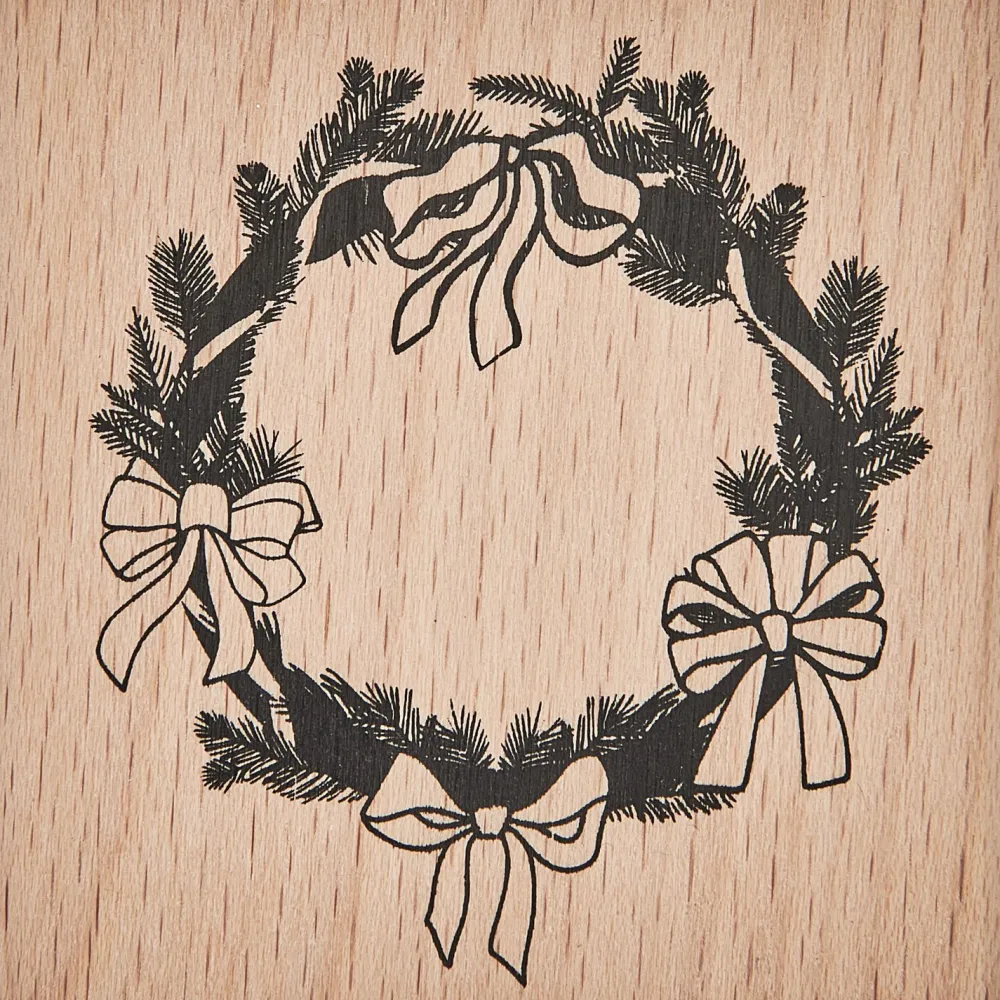 Rico Design Stempel drewniany Wieniec z kokardkami - - 7 x 7 cm