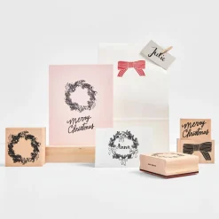 Rico Design Stempel drewniany Wieniec z kokardkami - - 7 x 7 cm