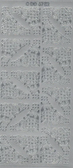 Stickersy, naklejki ażurowe - Narożniki stokrotki, srebrne > Naklejki
