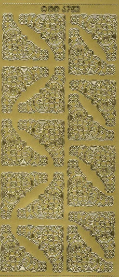 Stickersy, naklejki ażurowe - Narożniki stokrotki, złote