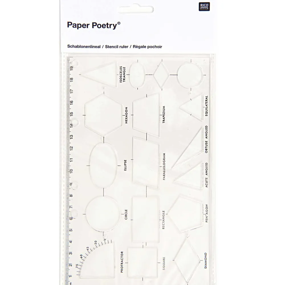 Rico Design Szablon do rysowania - Paper Poetry - geometria, 12,5 x 20 cm > Przybory Kreślarskie