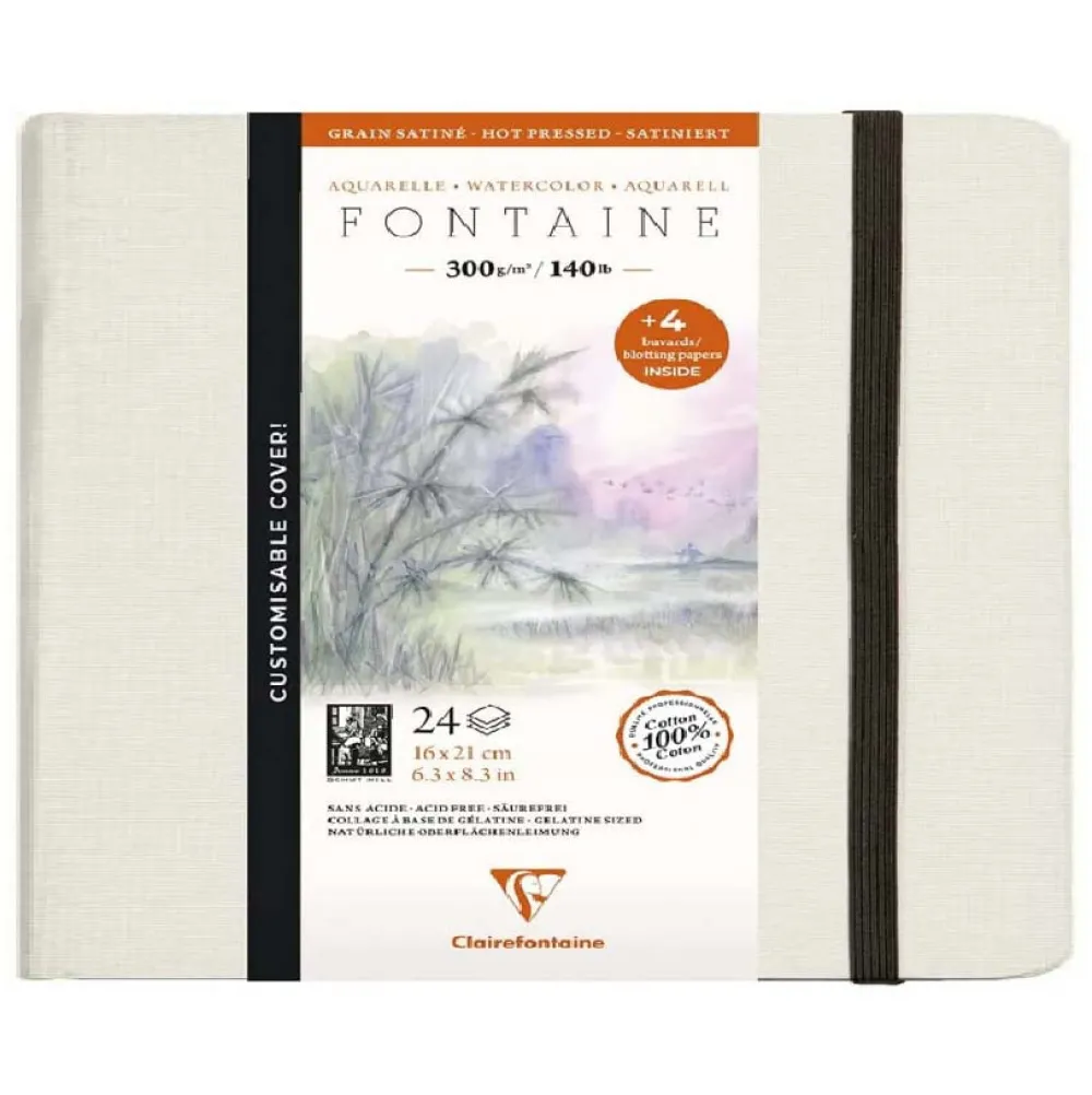 Clairefontaine Szkicownik do akwareli Fontaine Watercolour - - hot pressed, 16 x 21 cm, 300 g, 24 ark.