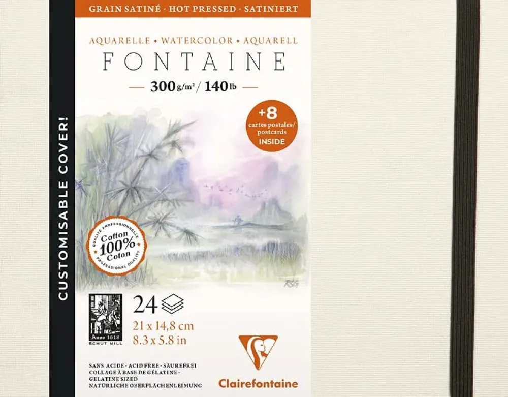 Clairefontaine Szkicownik do akwareli Fontaine Watercolour - - hot pressed, A5, 300 g, 24 ark. > Papier Do Akwareli