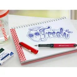 Faber-Castell Szkolne pióro wieczne z wkładami - - czerwone, M ><noscript><img width=