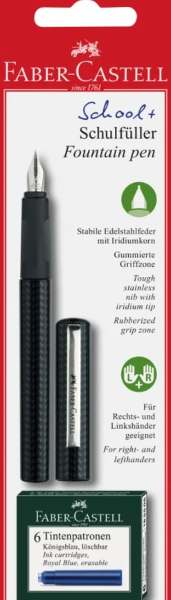 Faber-Castell Szkolne pióro wieczne z wkładami - - czarne, M > Pióra Wieczne