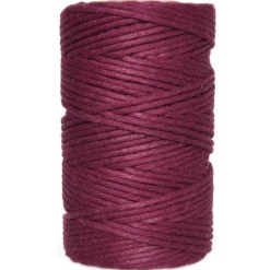 Sznurek bawełniany do makramy - bordowy, 2 mm, 100 g, 60 m
