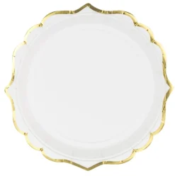 PartyDeco Talerzyki papierowe - biało-złote, 6 szt. ><noscript><img width=