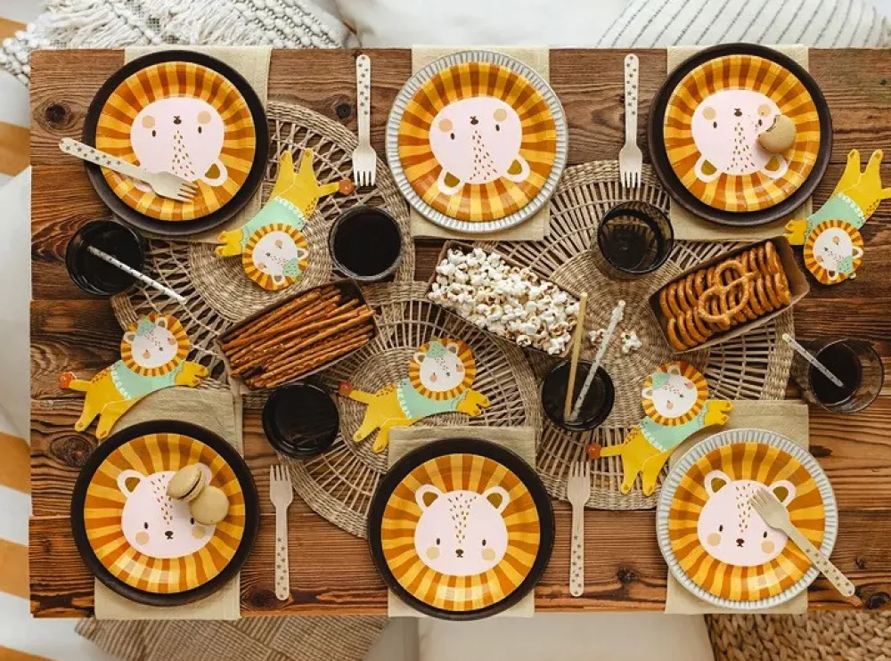 PartyDeco Talerzyki papierowe, Lew - 18 cm, 6 szt.