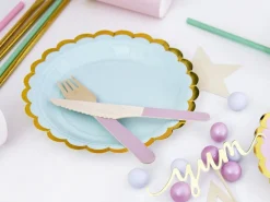 PartyDeco Talerzyki papierowe - miętowo-złote, 18 cm, 6 szt. > Talerzyki Papierowe