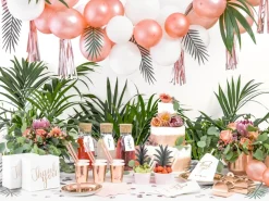 PartyDeco Talerzyki papierowe okrągłe - różowe złoto, metalizowane, 18 cm, 6 szt.