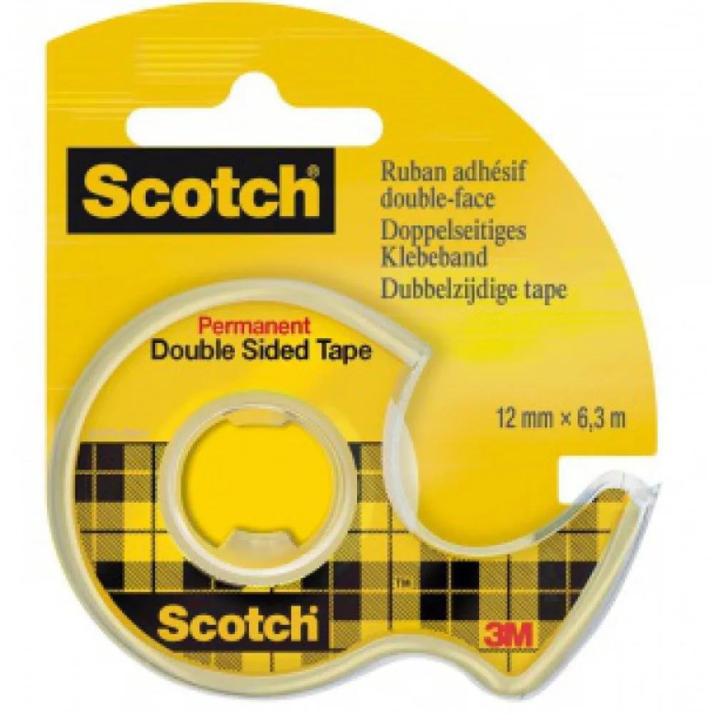 Scotch Taśma biurowa dwustronna z dyspenserem - - transparentna 12 mm x 6,3 m