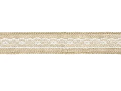 PartyDeco Taśma jutowa z koronką - 4 cm x 5 m > Koronki