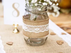 PartyDeco Taśma jutowa z koronką - 5 cm x 5 m