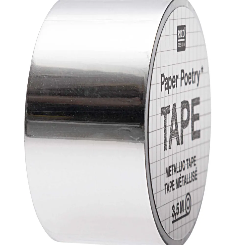 Rico Design Taśma ozdobna Mirror Metallic - Paper Poetry - Silver, 19 mm x 3,5 m > Dodatki Dekoracyjne