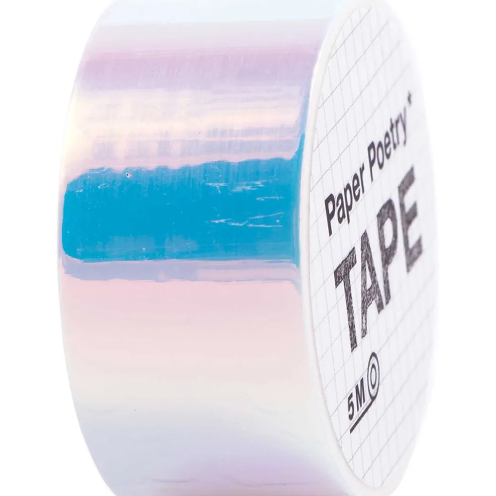 Rico Design Taśma ozdobna Mirror Rainbow - Paper Poetry - White, 19 mm x 5 m