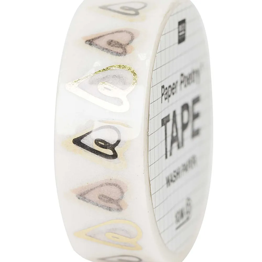 Rico Design Taśma washi, Serca - Paper Poetry - 15 mm x 10 m